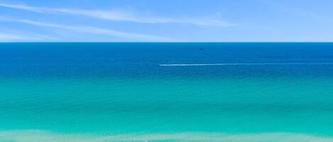 Beach nearby, motor boating