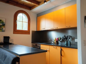 Fridge, dishwasher, cookware/dishes/utensils - Alpenbijou "CASA BIALA", (Laax GR), by Interhome (Laax)
