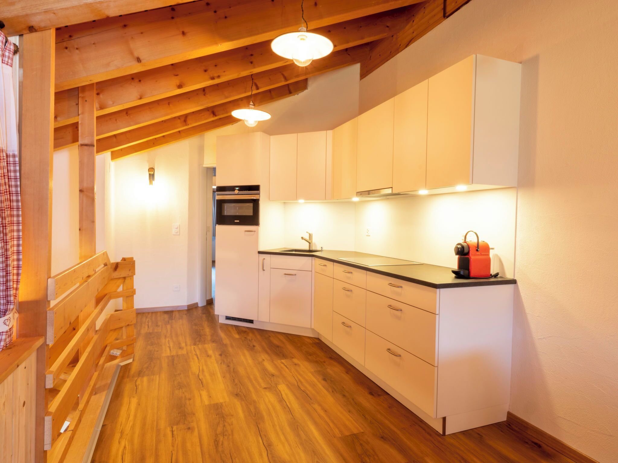 Fridge, oven, dishwasher, cookware/dishes/utensils