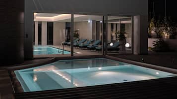 Indoor pool, seasonal outdoor pool, sun loungers