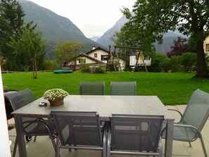 Outdoor dining - Chasa Felix, (Scuol). by Interhome (Scuol)