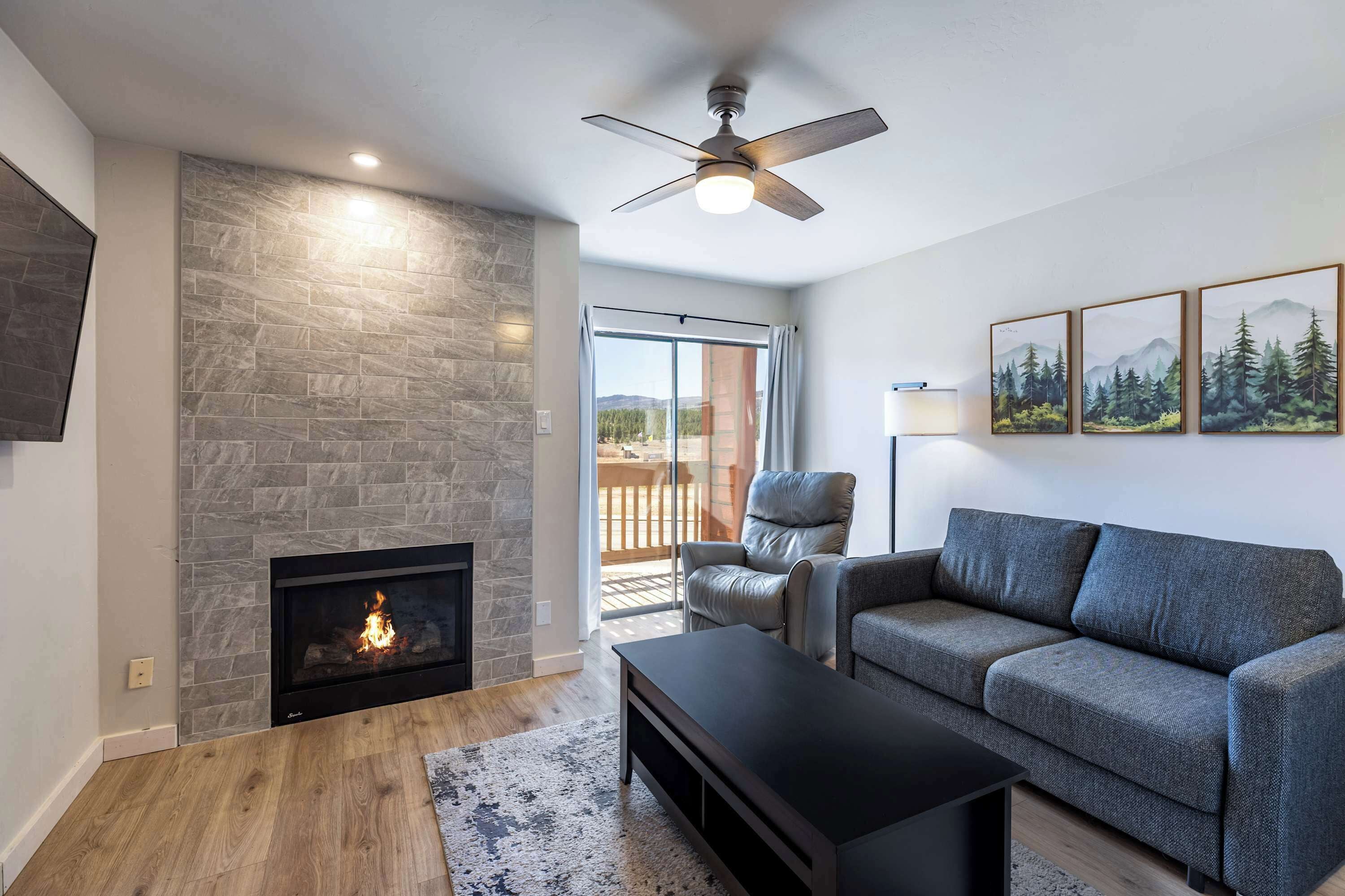 TV, fireplace, offices