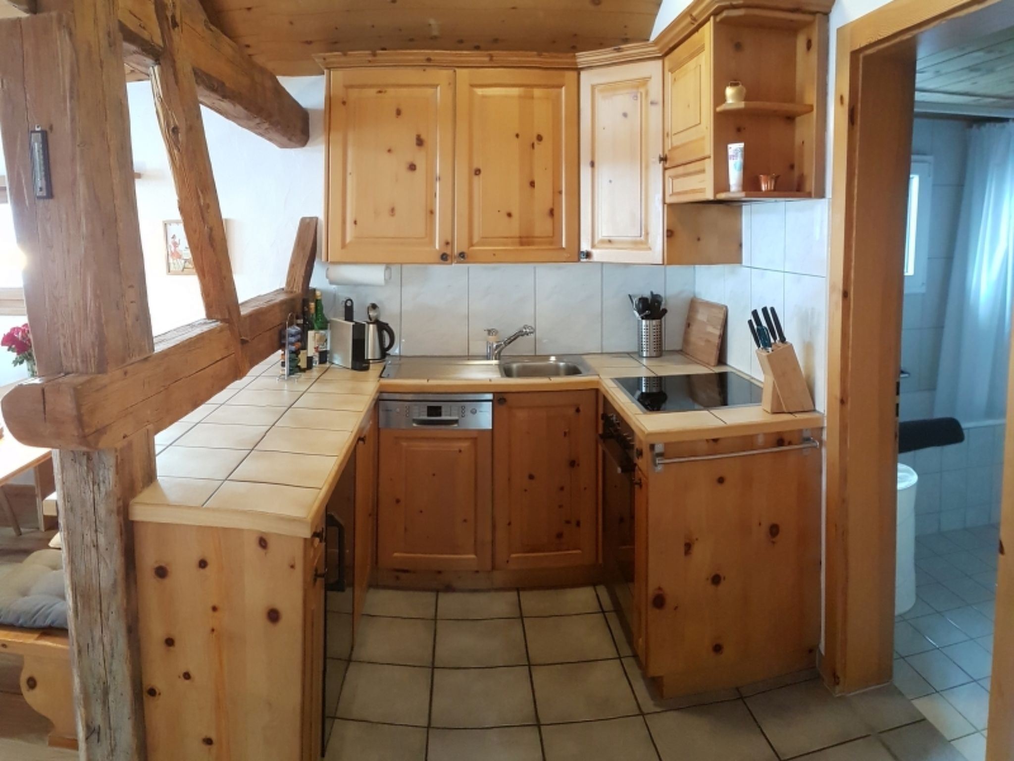 Fridge, oven, dishwasher, cookware/dishes/utensils