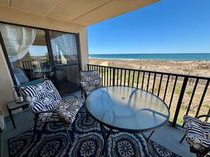 Outdoor dining - Oceanfront 3BR Condo w/ Sunrise Balcony, Pool, Parking & Convention Center Walk (Ocean City)