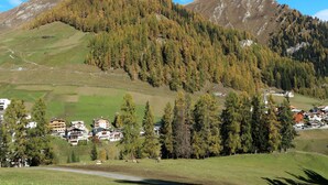 Paesaggio montuoso con un villaggio.