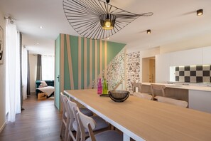 Dining - Renovated Family Apartment with Large Terrace & 3 Bedrooms – Beds Made & Cleaning Included (Cornimont)