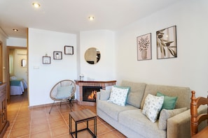 TV, fireplace