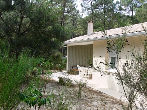 Eingeschossiges Haus unter Pinien in ruhiger Lage zwischen See und Meer