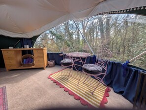 Tent (Four Poster bed) | Bed sheets - Hideaway Escapes Penny Bun Geo Dome (Narberth)
