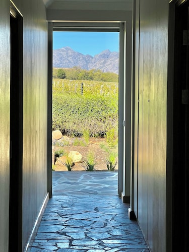 Breathtaking views of Jonkershoek valley mountains. Modern. Private Pool.