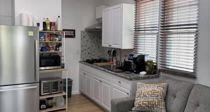 apartment with alarge outdoor entertaintment area in charming downtown Saugatuck