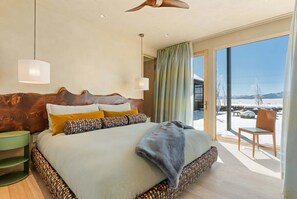 Bedroom #2 has a king bed and sliding doors to its own private deck. - Award Winning Architect-Designed Lux Estate + Spa (Tetonia)