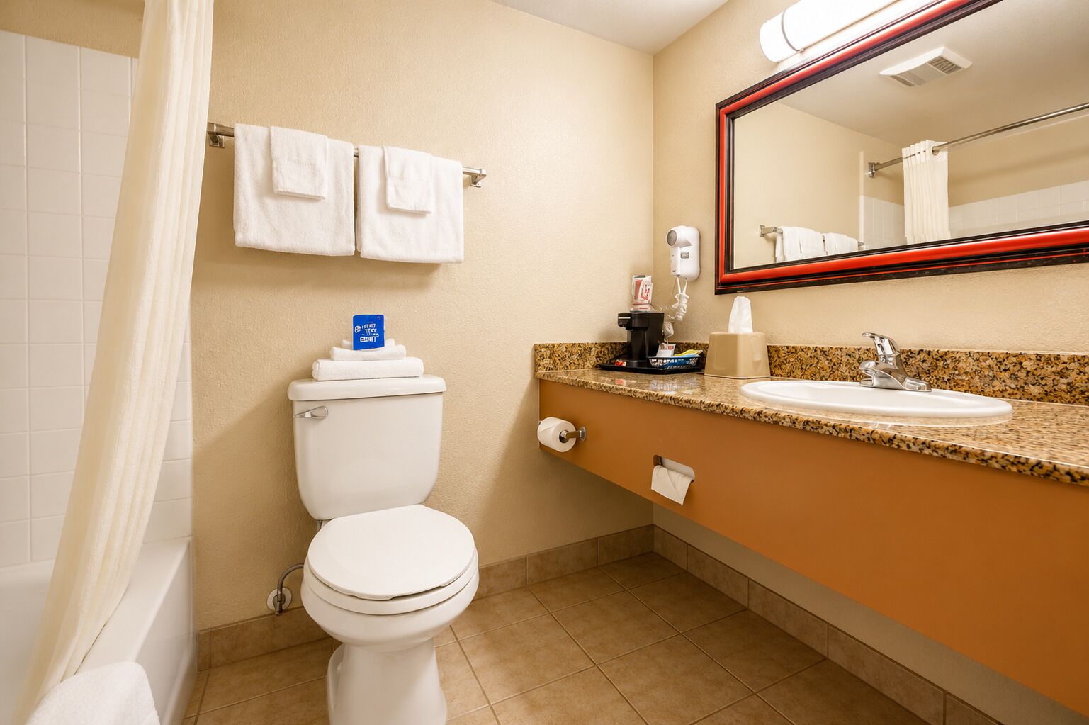 Hair dryer, towels