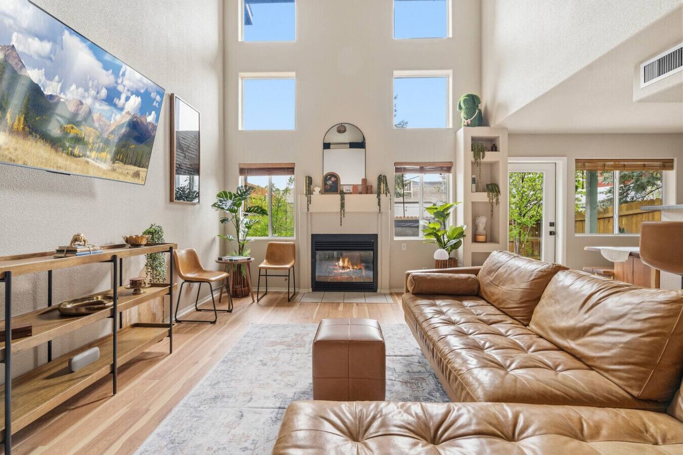 TV, fireplace, video games, stereo