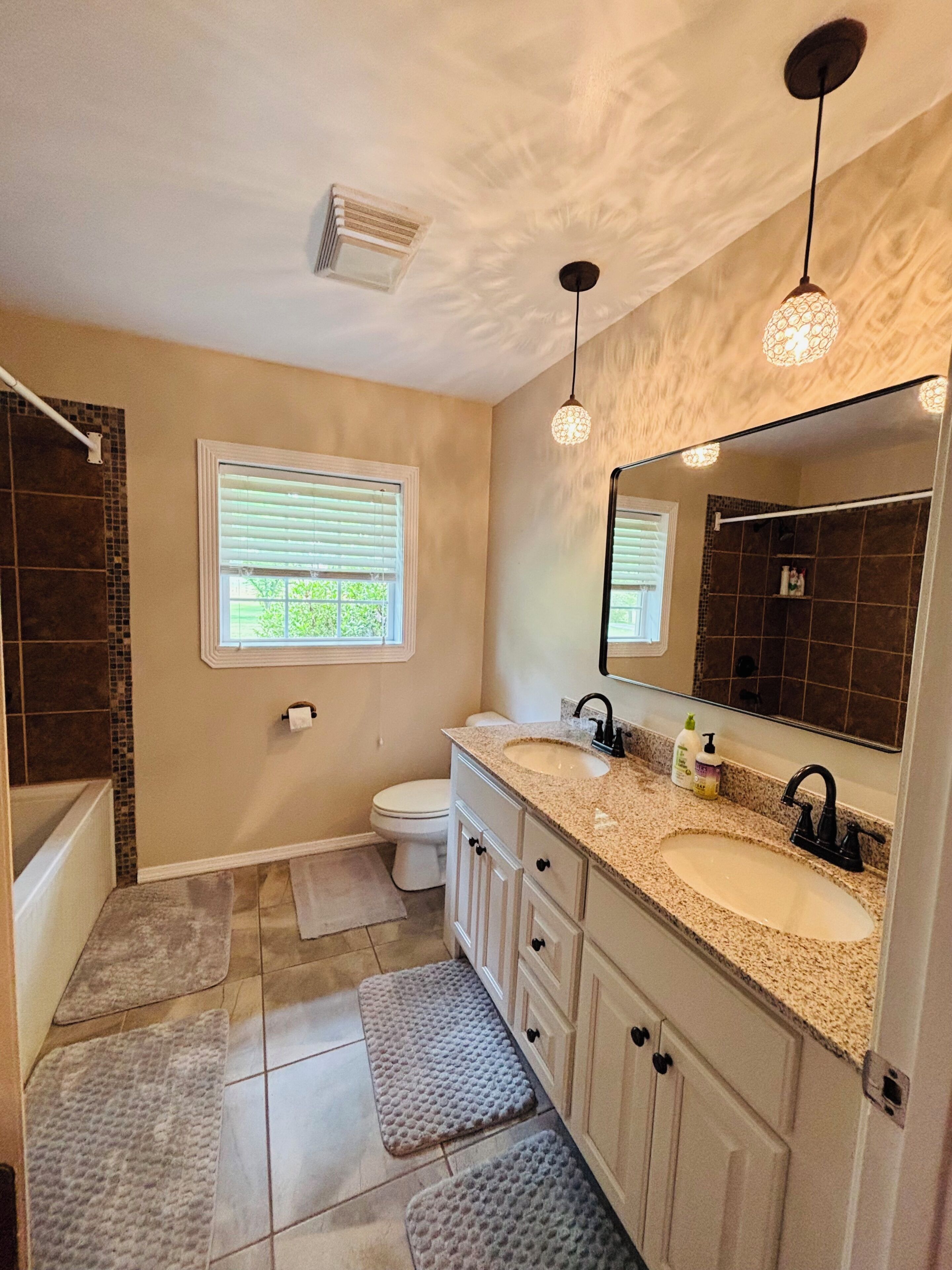 Hair dryer, towels, toilet paper