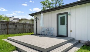 Terrace/patio - Stylish 3BR East Austin Home | Dedicated Office + Pet-Friendly Yard Mins to 6th! (Austin)
