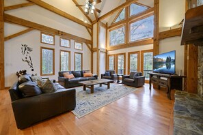 TV, fireplace, video games, table football - Wild Horse Lodge · Sleeps 25: Theatre, EV Charger & Secluded Retreat (Broken Bow)