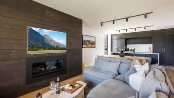 TV, fireplace