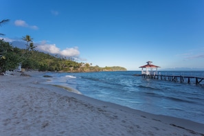 A beach with a pier and a gazebo. - Bahia Principe Escape Samaná Hyatt Incl Co Adult O (Samaná)