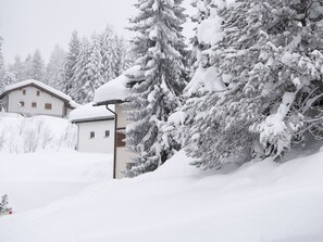 A snow-covered landscape with a building and trees. - 1401 Heimberg by Interhome (Parpan)