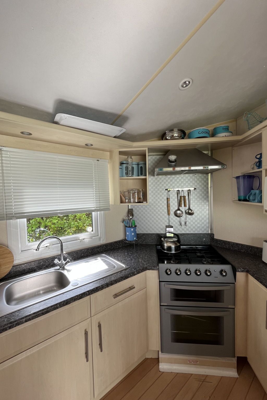 Fridge, microwave, cookware/dishes/utensils