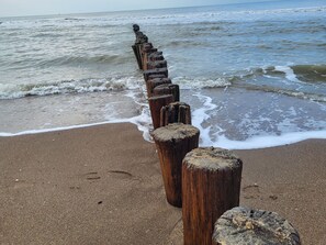 A beach with wooden posts aligned in a row, leading to the ocean. - RBR 312 - Beach Resort Kamperland by Interhome (Kamperland)