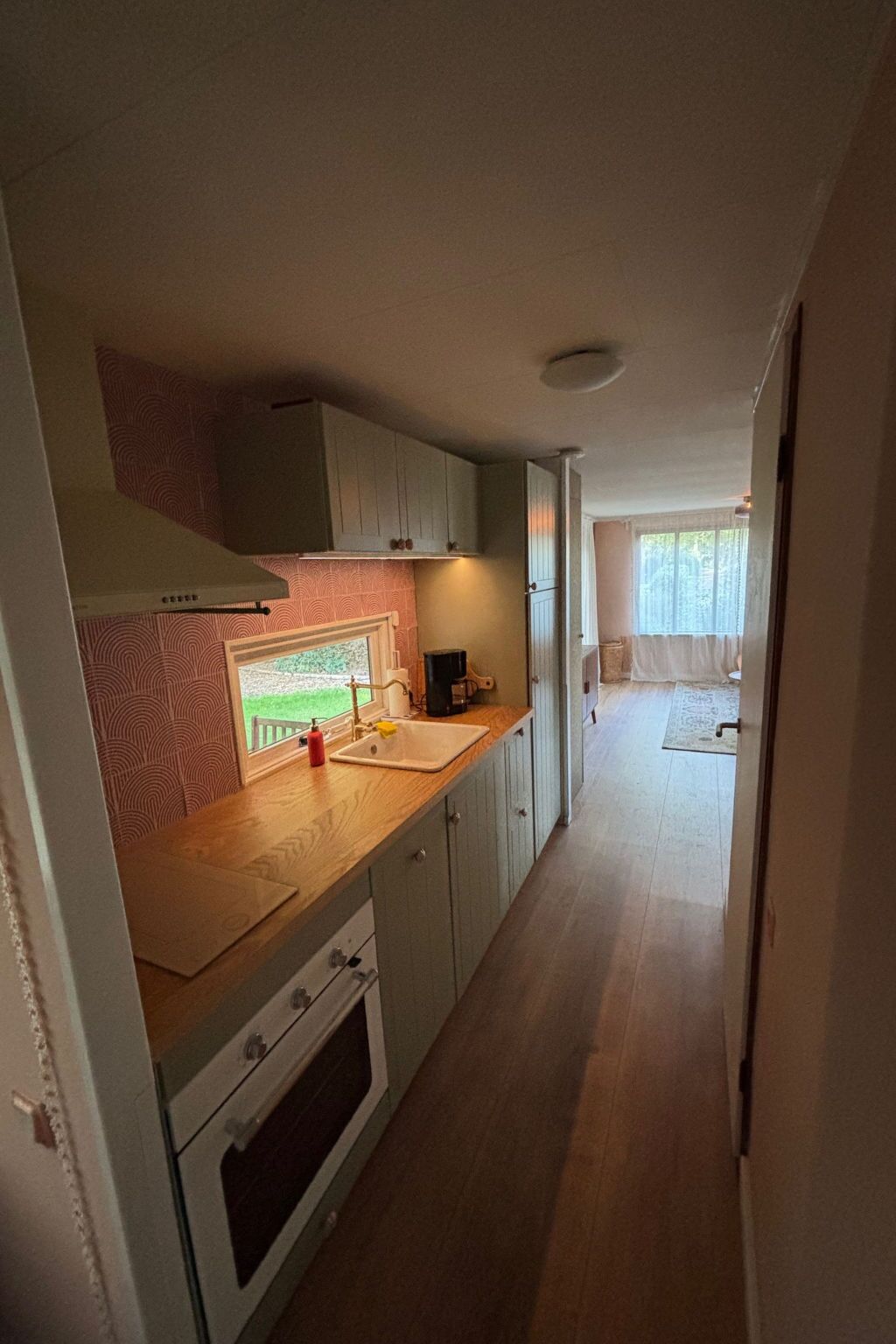 Fridge, oven, dishwasher, cookware/dishes/utensils