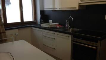 Fridge, oven, cookware/dishes/utensils