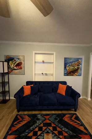 Living area - Dog River Waterfront Retreat with Dock + Bay to Gulf Access (Mobile)