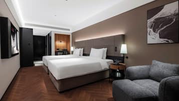 Superior Twin kamer | Luxe beddengoed, donsdekens, Select Comfort-bedden, een gratis minibar