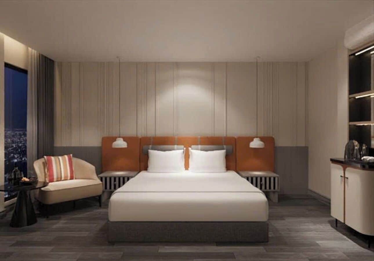Bộ đồ giường kháng dị ứng, minibar, két bảo mật tại phòng, bàn 
