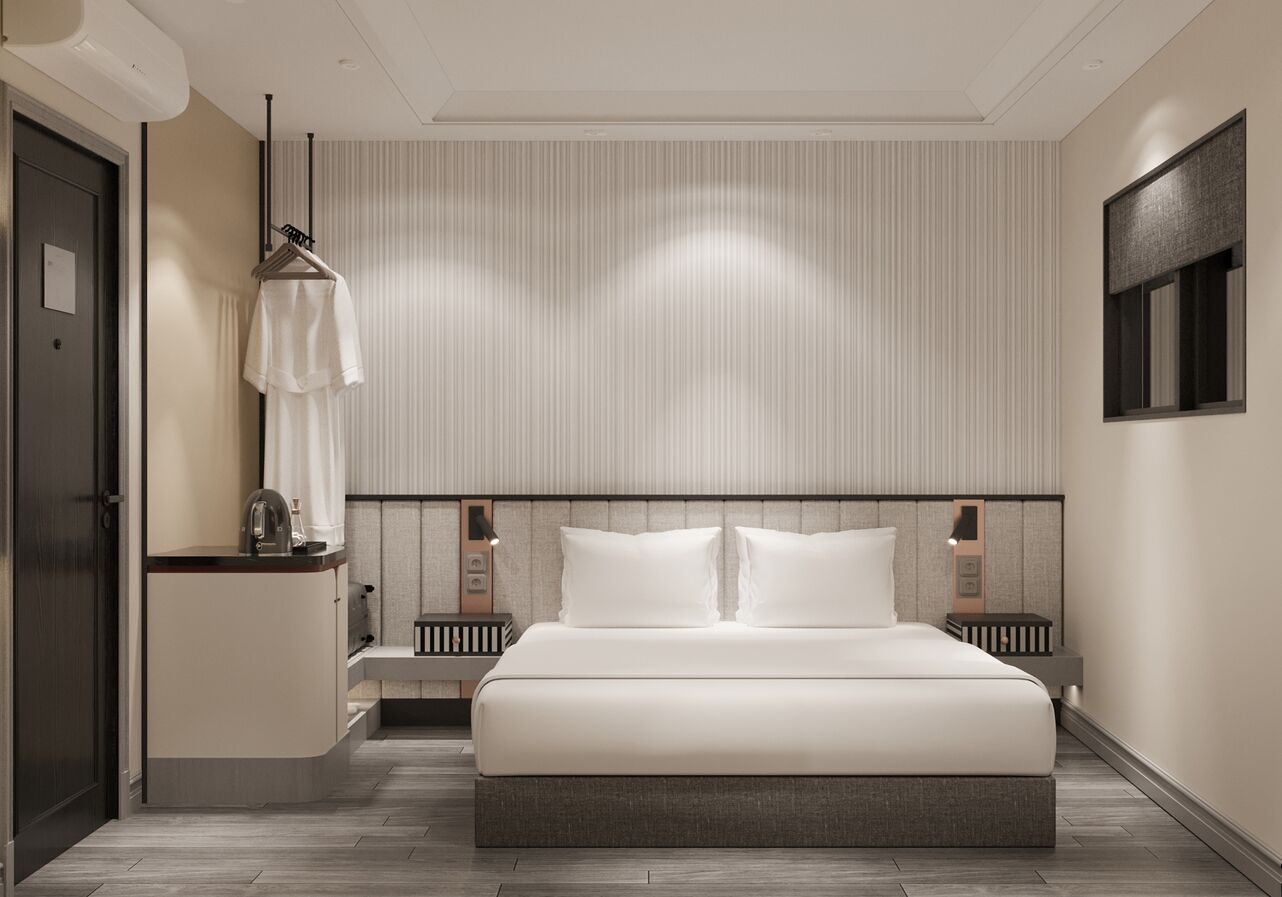 Chambre Double Deluxe, vue cour intérieure | Coffres-forts dans les chambres, bureau