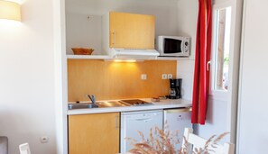A compact kitchenette with a microwave, sink, and dishwasher. - Olydea la Chalosse (Cassen)