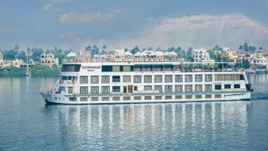 A large river cruise ship with multiple decks and a prominent 'Steigenberger' sign. - Steigenberger Regency Cruise 4&7 Nights From Luxor (Luxor)