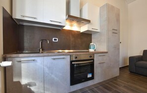 A compact kitchen with a built-in oven, a sink, and a kettle. - 1 bedroom pet friendly apartment in Palermo (Palermo)