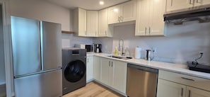 Fridge, microwave, dishwasher, coffee/tea maker