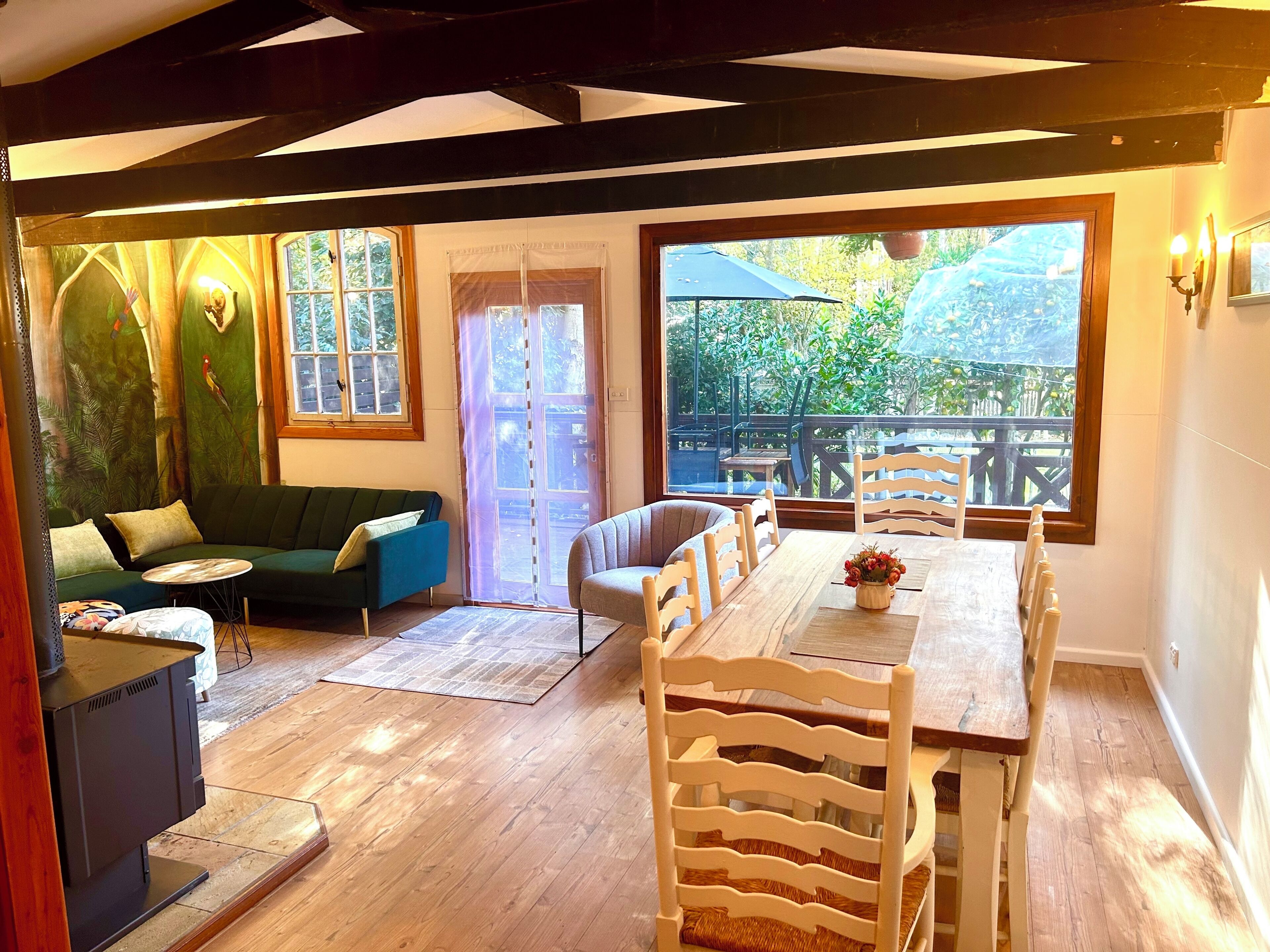 TV, fireplace