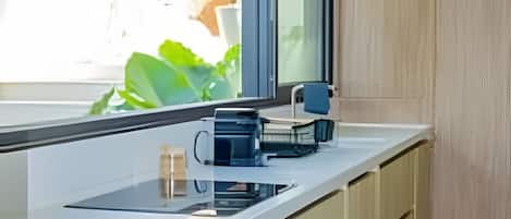 Luxury Apartment | Private kitchen | Espresso maker, coffee/tea maker, electric kettle