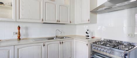 Fridge, oven, stovetop, coffee/tea maker