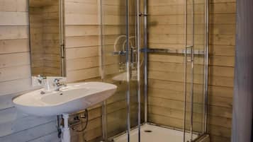 Shower, towels, soap, shampoo