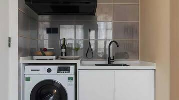 Comfort Double Room, City View | Private kitchenette | Fridge, microwave, cookware/dishes/utensils, cleaning supplies