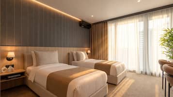 Standard-Zweibettzimmer, Balkon, Meerblick | Betten mit Memory-Foam-Matratzen, Zimmersafe, schallisolierte Zimmer