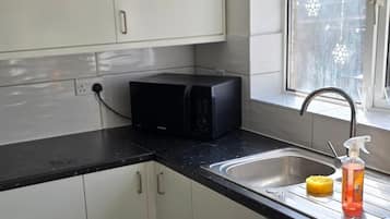 Fridge, microwave, oven, electric kettle