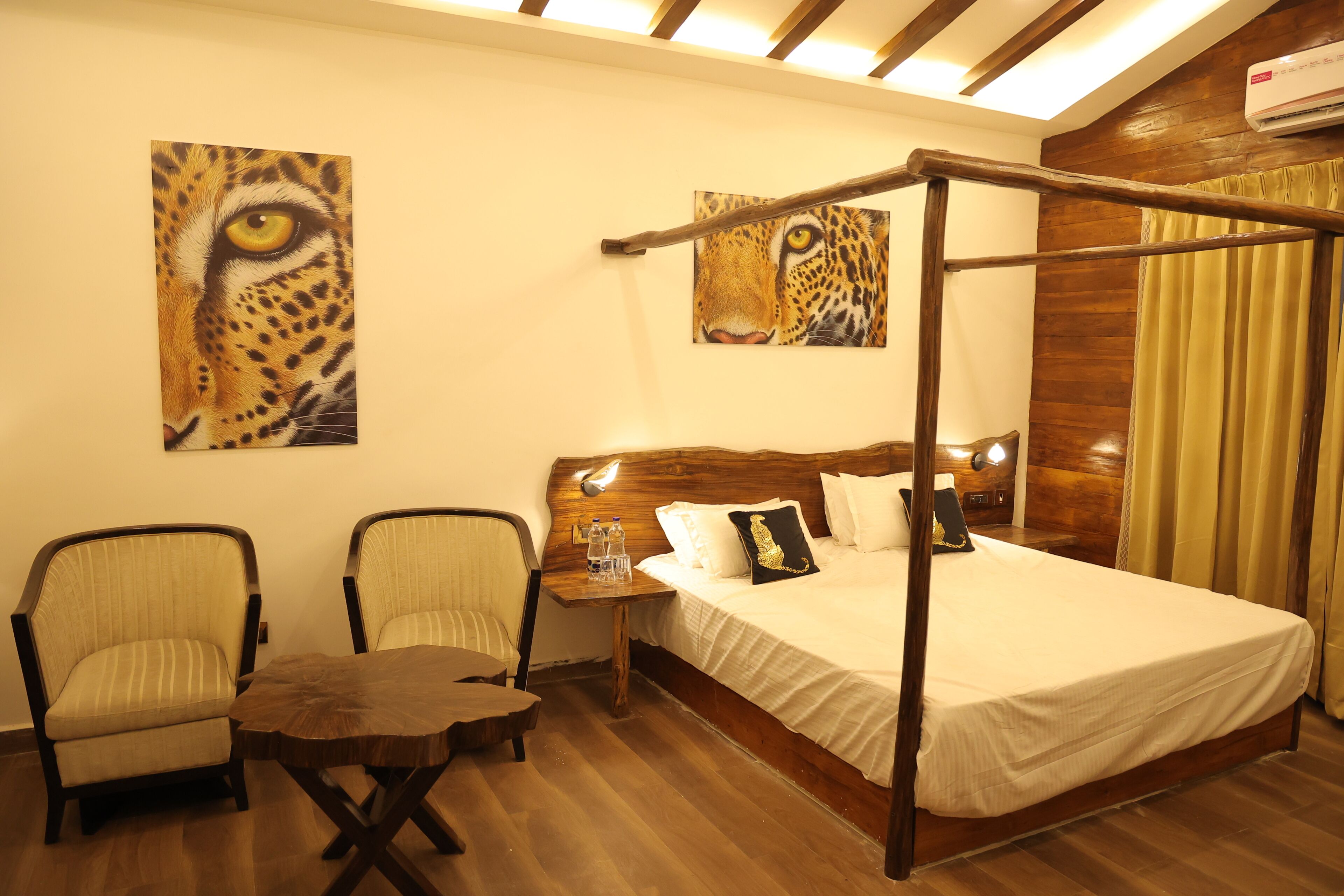 Premium bedding, memory-foam beds, desk, laptop workspace