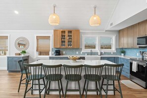 Fridge, microwave, oven, stovetop - Golden Hour Retreat | Pool, Golf Cart, Walk to Beach, 1 Mile to World Famous Tootsie's, Sleeps 14! (Panama City Beach)