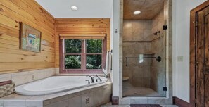 Shower, hair dryer, towels - The Ivy | Mountain Views, Game Room, Outdoor Fireplace & 2 Private Acres Near Brevard (Pisgah Forest)