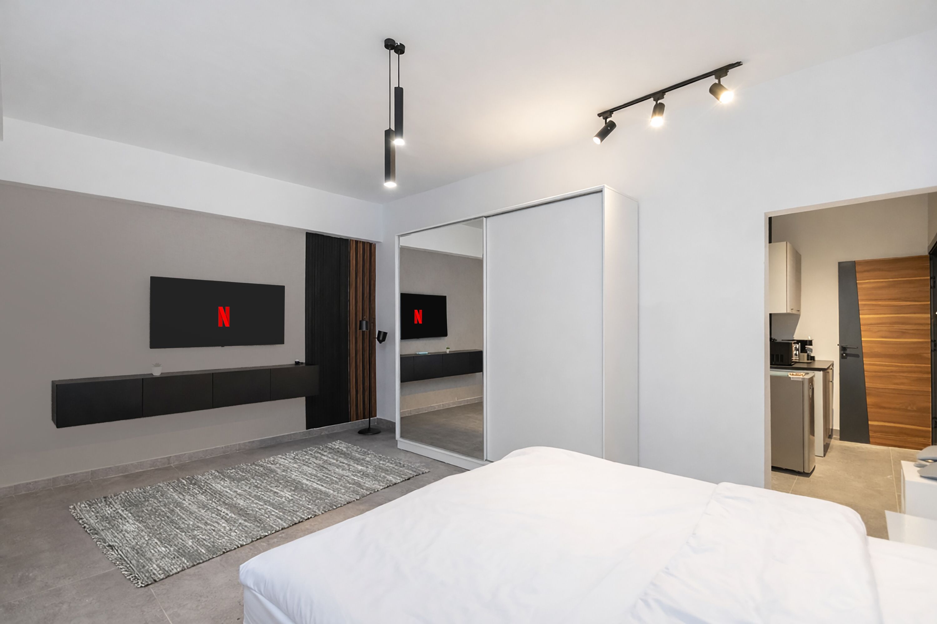 Studio, 1 grand lit, vue ville