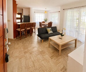 Living area - Spacious 2 bedroom apartment + sofa bed | Swimming pool | Near Bávaro Beach (Punta Cana)