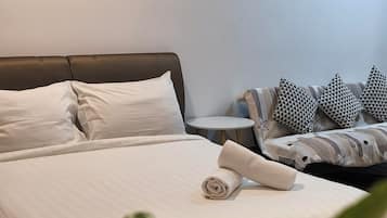 Deluxe Apartment, Balcony, City View | Desk, laptop workspace, soundproofing, iron/ironing board