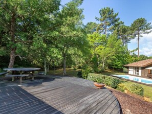 Outdoor dining - Villa with pool, pets allowed - 6 guests (Moliets-et-Maa)